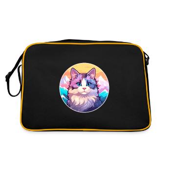 Diluer Calicot Chat Coloré Dessin Animé Aquarelle Illu - Sac Retro - noir/or - Dos