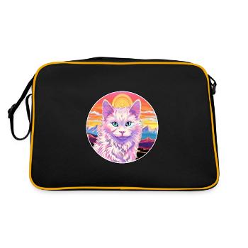 Chat Angora Turc Coloré Dessin Animé Aquarelle Ill - Sac Retro - noir/or - Dos