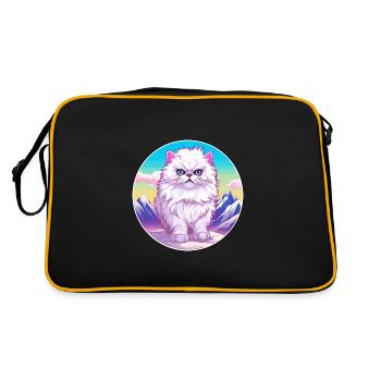 Perserkatze Bunte Karikatur Aquarell Illustrati - Retro Tasche - Schwarz/Gold - Hinten