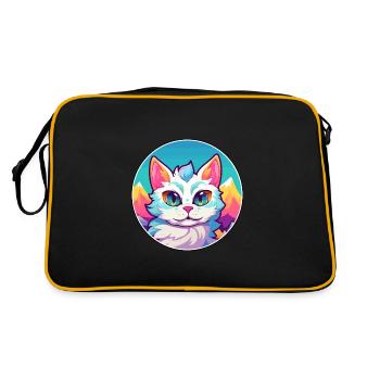 Thailändische Katze Bunte Karikatur Aquarell Illustration - Retro Tasche - Schwarz/Gold - Hinten