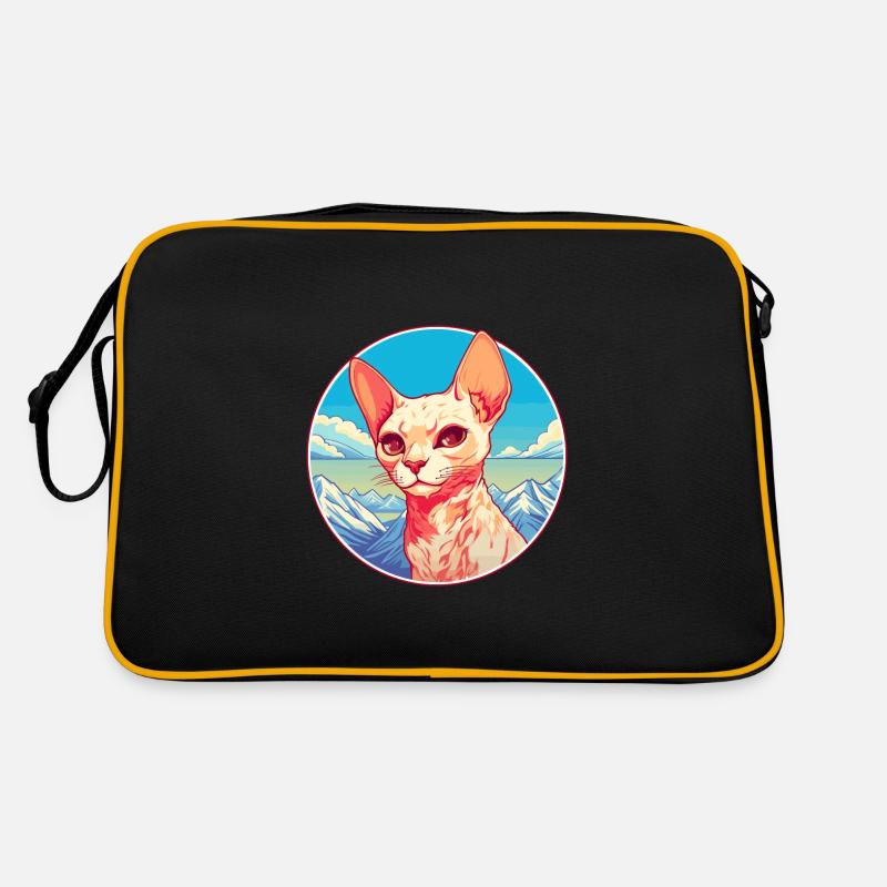 Rouge Devon Rex Cat Coloré Dessin Animé Aquarelle Illu Sac Retro