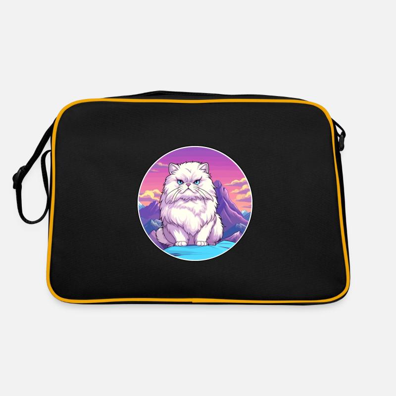 Chat persan à poil long blanc coloré dessin animé Waterc Sac Retro