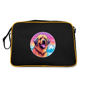 Leonberg chien race dessin animé Kawaii aquarelle - Sac Retro - noir/or - Dos