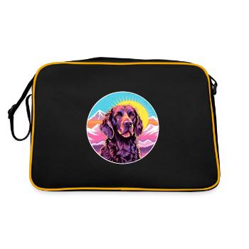 Pudelpointer Hunderasse Cartoon Kawaii Aquarell - Retro Tasche - Schwarz/Gold - Hinten