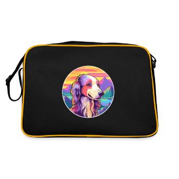 Silken Windhound chien race dessin animé Kawaii Watercol - Sac Retro - noir/or - Dos