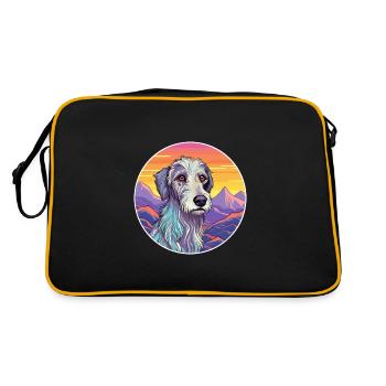 Scottish Deerhound Dog Breed Cartoon Kawaii Waterc - Retro Bag - black/gold - Back