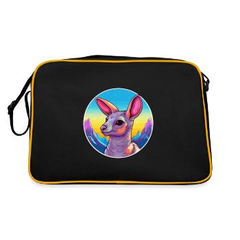 Aardvark Watercolor Cartoon Kawaii Pet Animal Colo - Retro Bag - black/gold - Back