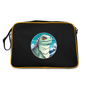 Iguane Aquarelle Dessin Animé Kawaii Animal De Compagnie Colorf - Sac Retro - noir/or - Dos