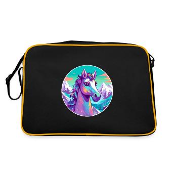 Pony Watercolor Cartoon Kawaii Pet Animal Colorful - Retro Bag - black/gold - Back