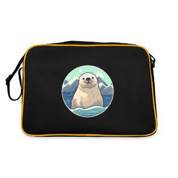 Sceau Aquarelle Dessin Animé Kawaii Animal De Compagnie Coloré - Sac Retro - noir/or - Dos