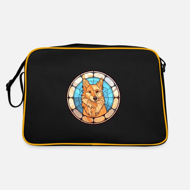 Finnischer Spitz Hunderasse Buntes Glas Wat Retro Tasche
