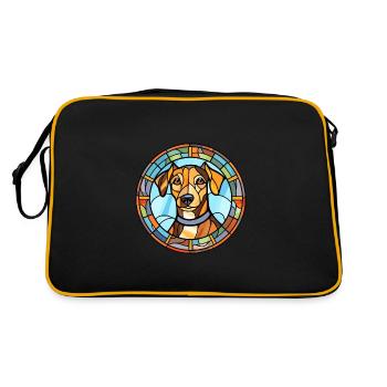 Jagdterrier Hunderasse Buntes Wasser - Retro Tasche - Schwarz/Gold - Hinten