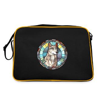 Nördliche Inuit Hunderasse Buntes Glas Bunt Wa - Retro Tasche - Schwarz/Gold - Hinten
