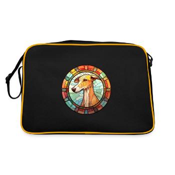 Old Croatian Sighthound Dog Breed Stained Glass Co - Retro Bag - black/gold - Back