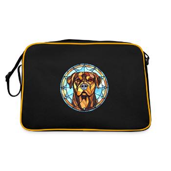Rottweiler chien race vitrail coloré waterc - Sac Retro - noir/or - Dos