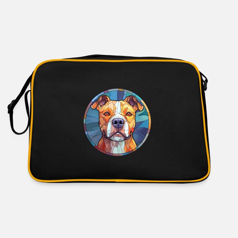 Pitbull chien race vitrail coloré Watercolo Sac Retro