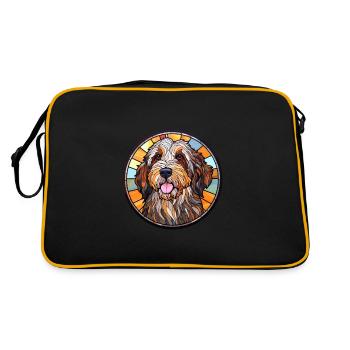 Picardy Sheepdog Dog Breed Stained Glass Colorful - Retro Bag - black/gold - Back