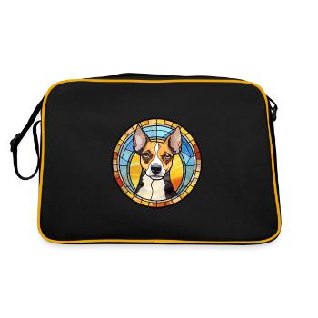 Ratte Terrier Hunderasse Buntes Glas - Retro Tasche - Schwarz/Gold - Hinten
