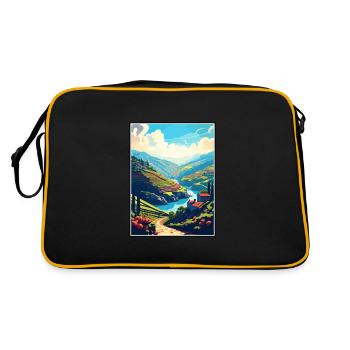 Douro Valley Portugal Vintage Travel Poster WPA - Retro Bag - black/gold - Back