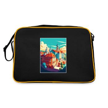 Bratislava Slowakei Vintage Reiseposter Souvenir - Retro Tasche - Schwarz/Gold - Hinten