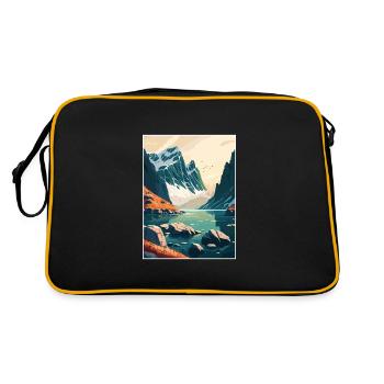 Bodo Norwegen Norwegischer Vestfjord Reiseposter - Retro Tasche - Schwarz/Gold - Hinten