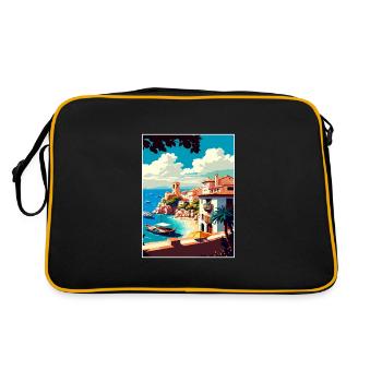 Costa Brava Spanien Vintage Reiseposter Souvenir - Retro Tasche - Schwarz/Gold - Hinten