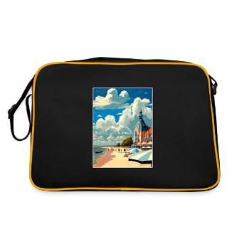 Rostock Allemagne Vintage voyage affiche WPA Souvenir - Sac Retro - noir/or - Dos