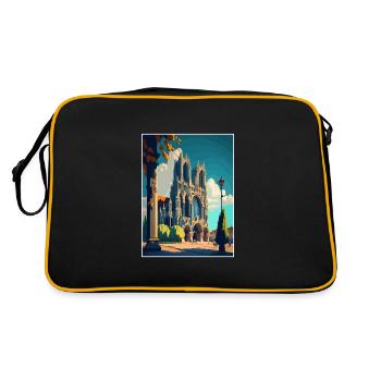 Reims Frankreich Vintage Reiseposter WPA Souvenir - Retro Tasche - Schwarz/Gold - Hinten