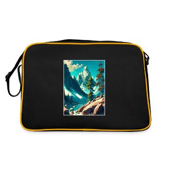 Triglav Slowenien Vintage Reiseposter Souvenir - Retro Tasche - Schwarz/Gold - Hinten