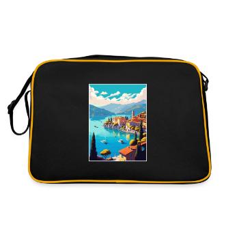 Lago Maggiore Schweiz Vintage Reiseposter - Retro Tasche - Schwarz/Gold - Hinten