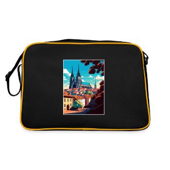 Brünn Tschechische Republik Vintage Reiseplakat Souvenir - Retro Tasche - Schwarz/Gold - Hinten