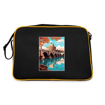 St Angelo Bridge Italy Vintage Travel Poster WPA - Retro Bag - black/gold - Back