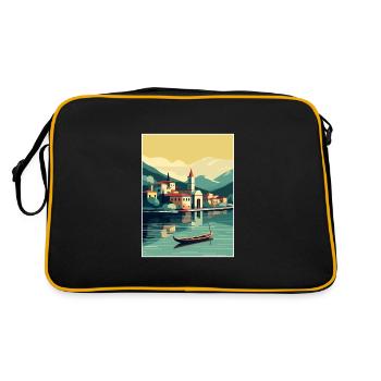 Comer See Italien Dekoration Vintage Reiseposter - Retro Tasche - Schwarz/Gold - Hinten