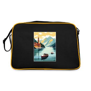 Comer See Italien Dekoration Vintage Reiseposter - Retro Tasche - Schwarz/Gold - Hinten