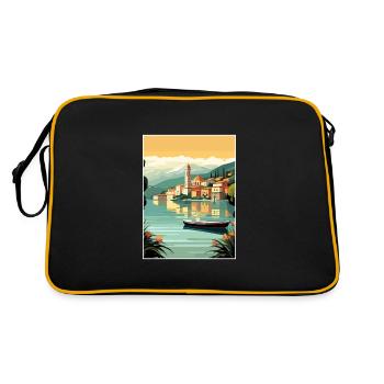 Comer See Italien Dekoration Vintage Reiseposter - Retro Tasche - Schwarz/Gold - Hinten