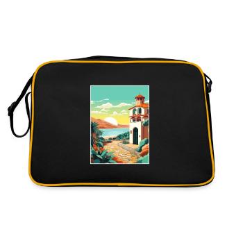 Costa Brava Spanien Vintage Reiseposter Souvenir - Retro Tasche - Schwarz/Gold - Hinten
