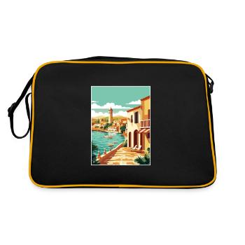 Costa Brava Spanien Vintage Reiseposter Souvenir - Retro Tasche - Schwarz/Gold - Hinten