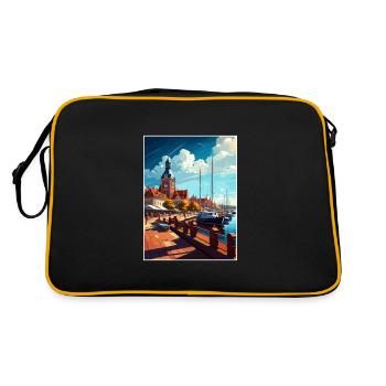 Ustka Poland Vintage Travel Poster WPA Souvenir - Retro Bag - black/gold - Back
