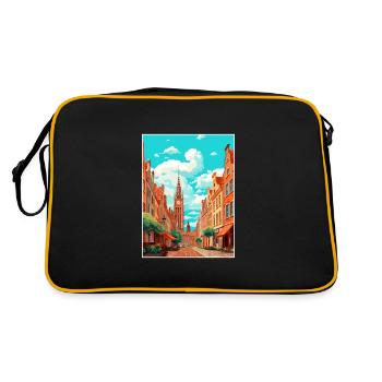 Danzig Polnische Ostseeküste Polen Reiseplakat - Retro Tasche - Schwarz/Gold - Hinten