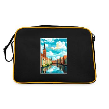 Danzig Polnische Ostseeküste Polen Reiseplakat - Retro Tasche - Schwarz/Gold - Hinten