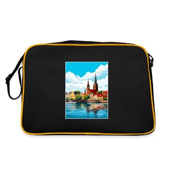 Rostock Allemagne Vintage voyage affiche WPA Souvenir - Sac Retro - noir/or - Dos