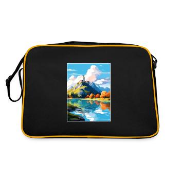Château de Bled Slovénie Affiche de voyage vintage WPA Art - Sac Retro - noir/or - Dos