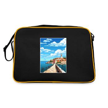 Piran Slovenia Vintage Travel Poster WPA Souvenir - Retro Bag - black/gold - Back