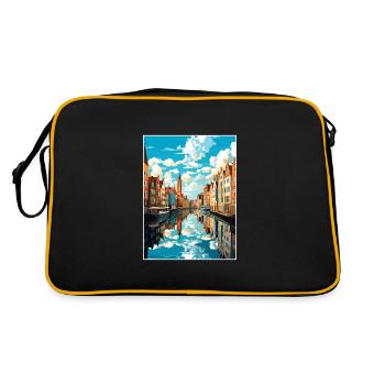 Reiseplakat Danzig, polnische Ostseeküste, Polen - Retro Tasche - Schwarz/Gold - Hinten