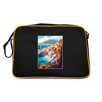 Hydra Grèce Décoration Vintage Voyage Affiche WPA - Sac Retro - noir/or - Dos