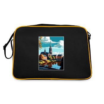 Uppsala Sweden Vintage Travel Poster WPA Souvenir - Retro Bag - black/gold - Back