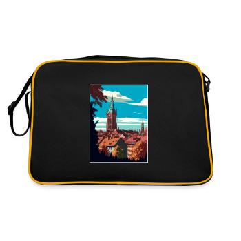 Freiburg im Breisgau Deutschland Vintage Reiseposter - Retro Tasche - Schwarz/Gold - Hinten