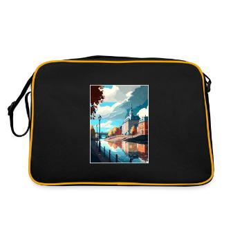 Karlstad Schweden Vintage Reiseposter WPA Souvenir - Retro Tasche - Schwarz/Gold - Hinten
