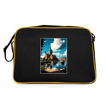 Helsingborg Sweden Vintage Travel Poster Souvenir - Retro Bag - black/gold - Back