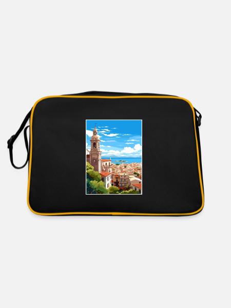 Malaga Espagne Vintage voyage affiche WPA Souvenir - Sac Retro - noir/or - Dos